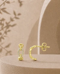 Macy's 14k Gold-Plated Oval Drop J Hoop Earrings
