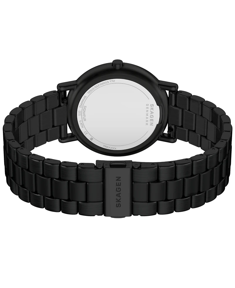 Skagen Men's Signatur Quartz Three-Hand Black Stainless Steel Watch 40mm