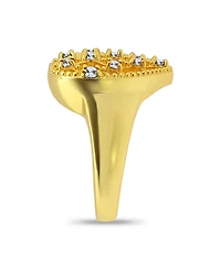 Macy's 14k Gold-Plated Over Brass Round Clear Cubic Zirconia Lattice Heart Shaped Ring