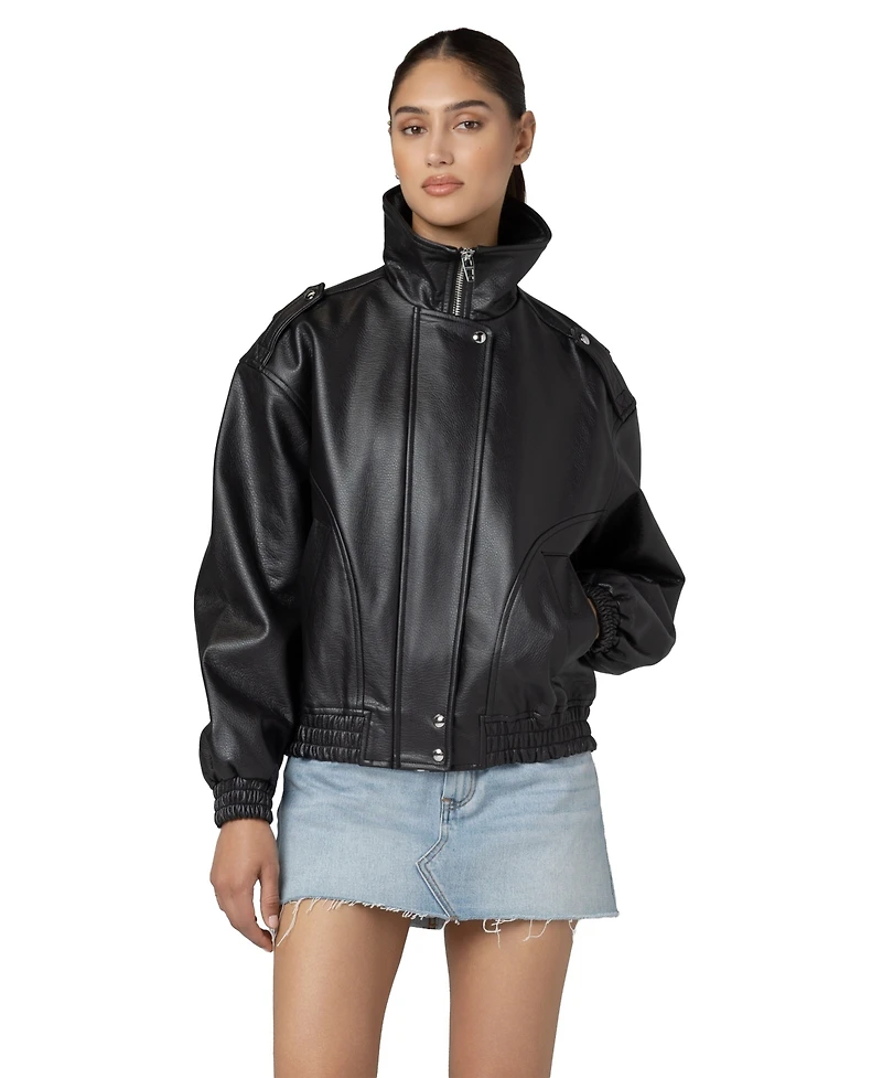 Blank Nyc Women's Funnel Collar Bomber Jacket