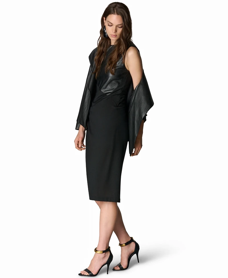 Donna Karan New York Women's Mixed-Media Belted Wrap Jacket