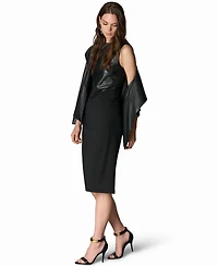 Donna Karan New York Women's Mixed-Media Belted Wrap Jacket