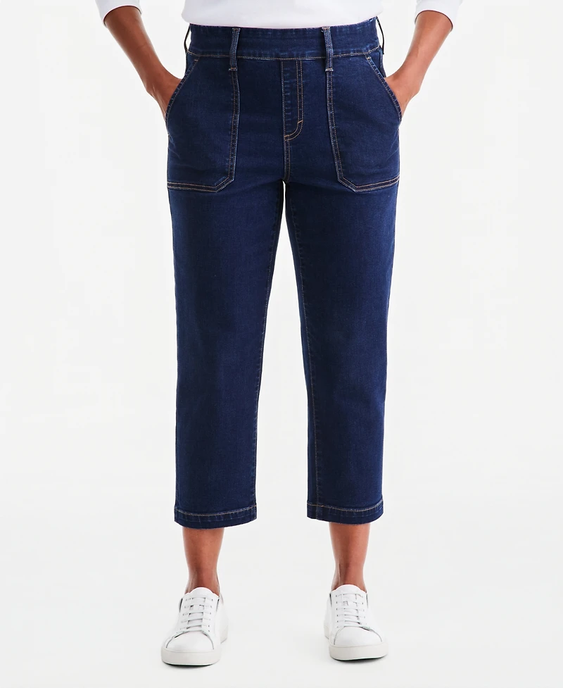 Style & Co Women's High-Rise Straight-Leg Pull-On Utility Jeans, Macy's Exclusive