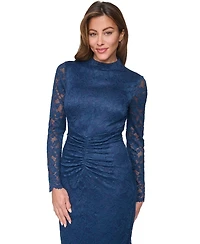 Vince Camuto Women's Lace Long-Sleeve Bodycon with Drape Dress