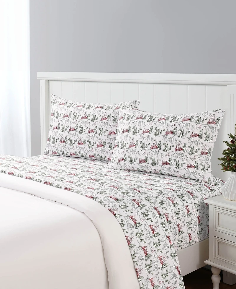 Sanders Holiday Printed Microfiber 4-Pc. Sheet Set, Full