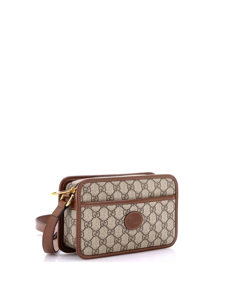 Pre-Owned Gucci Mini Interlocking G Patch Camera Bag Gg Coated Canvas
