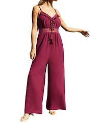 Cupshe Women's After Party V-Neck Sleeveless Crochet-Lace Jumpsuit