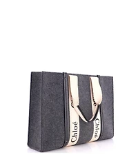 Pre-Owned Chloe Large Woody Tote Recycled Felt with Leather and Canvas