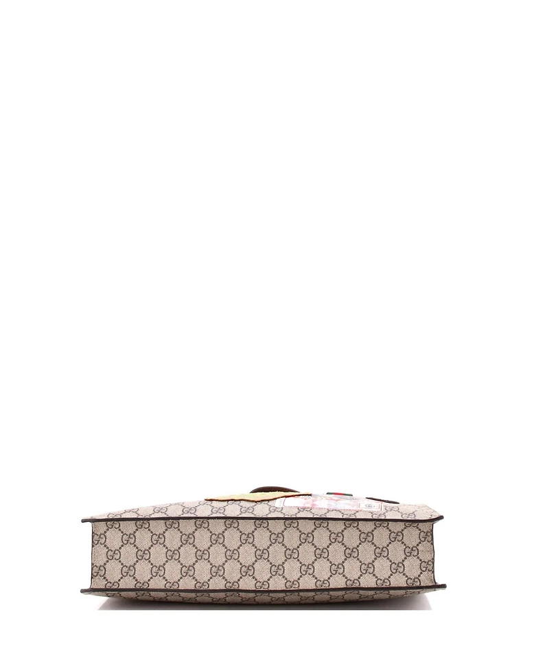 Pre-Owned Gucci North South Courrier Convertible Soft Open Tote Gg Coated Canvas with Applique