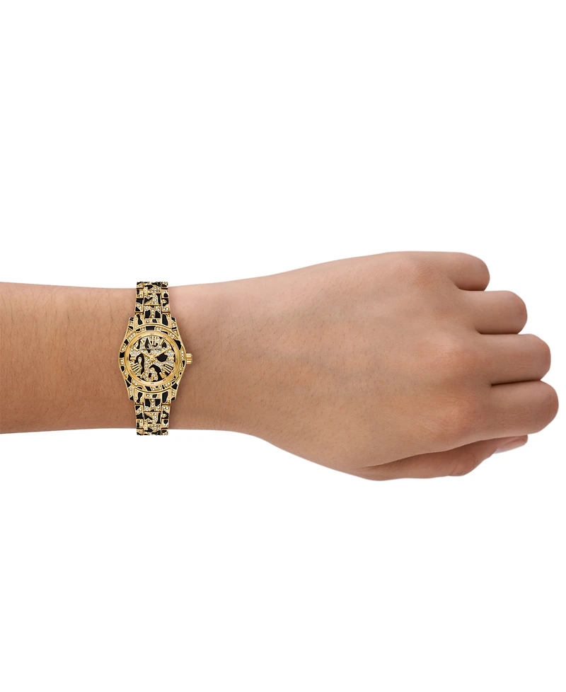 Michael Michael Kors Women's Lexington Three-Hand Animal Print Stainless Steel Watch 26mm