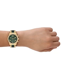 Michael Michael Kors Women's Lexington Chronograph Green Ceramic and Gold-Tone Stainless Steel Watch 38mm