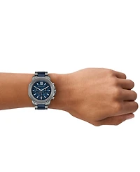 Michael Michael Kors Men's Prescott Chronograph Blue Ceramic and Gunmetal Stainless Steel Watch 44mm