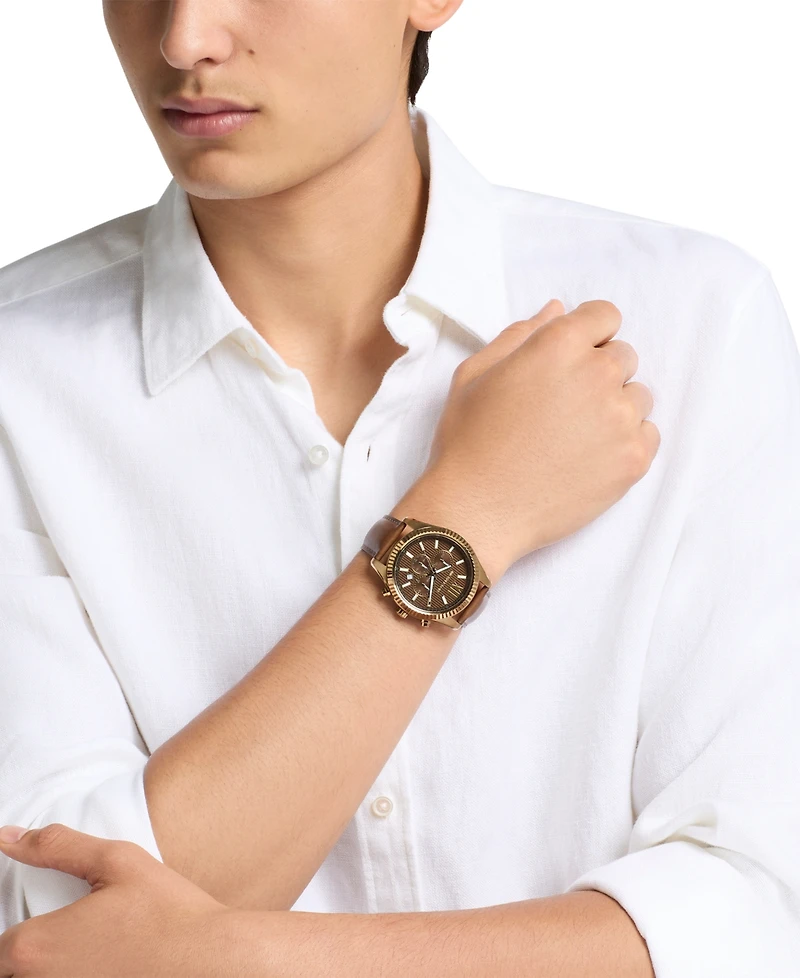 Michael Michael Kors Men's Lexington Chronograph Brown Leather Watch 44mm