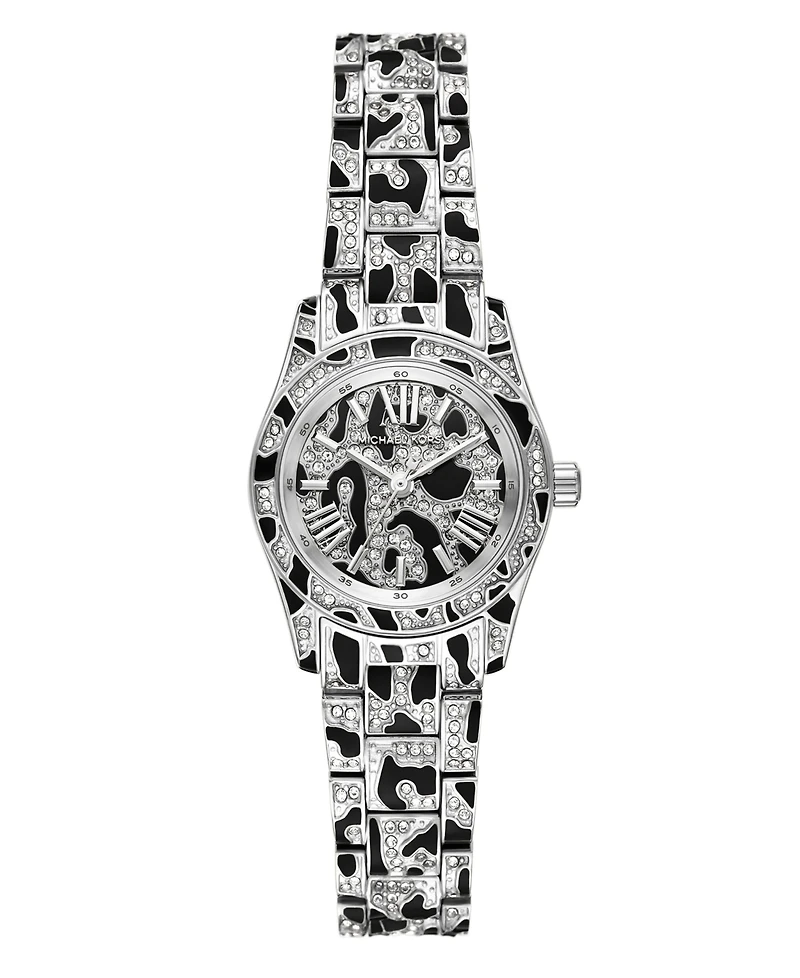 Michael Michael Kors Women's Lexington Three-Hand Animal Print Stainless Steel Watch 26mm