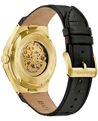 Bulova Men's Automatic Prestige Black Leather Strap Watch 42mm