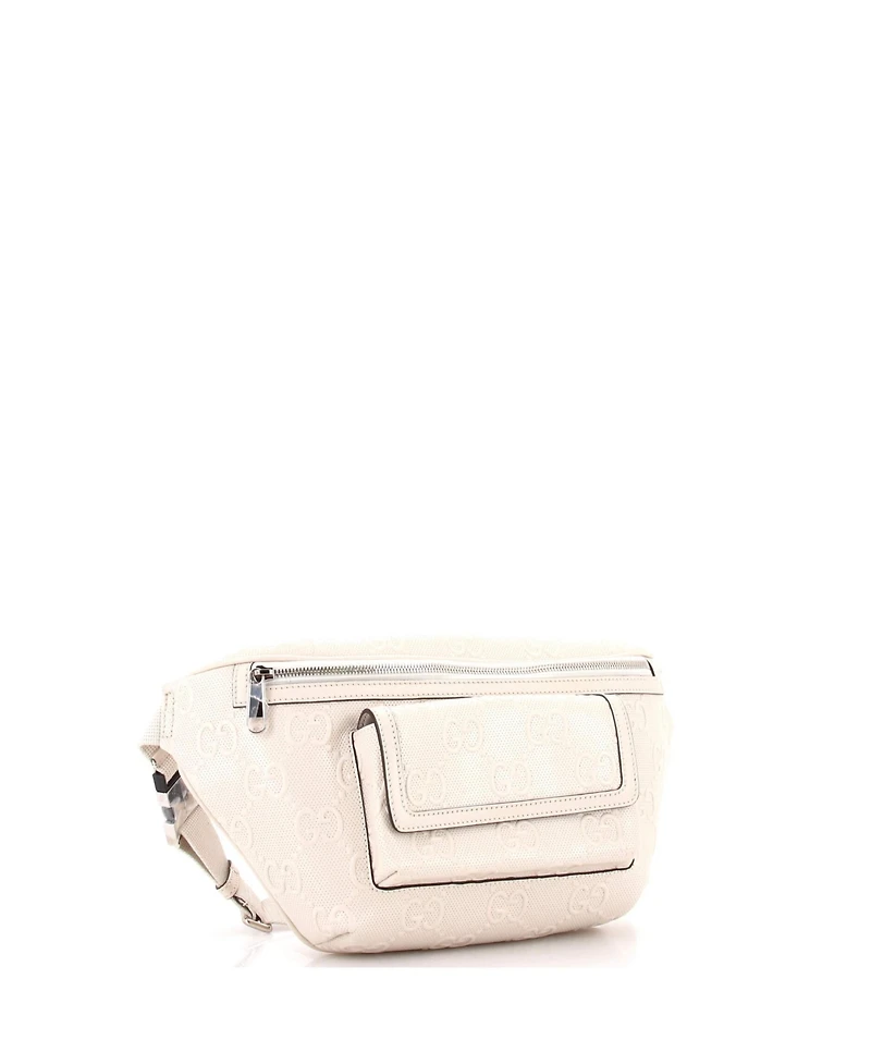 Pre-Owned Gucci Front Pocket Belt Bag Gg Embossed Perforated Leather
