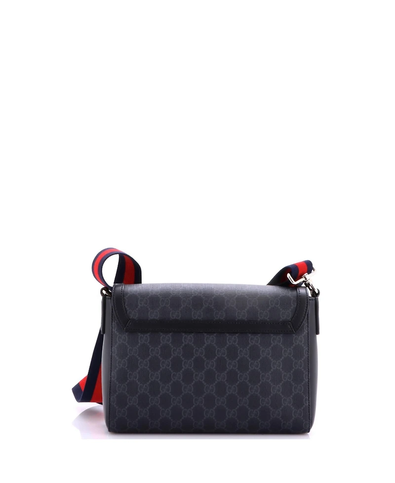 Pre-Owned Gucci Small Web Strap Flap Messenger Bag Gg Coated Canvas