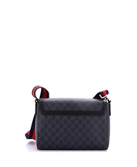 Pre-Owned Gucci Small Web Strap Flap Messenger Bag Gg Coated Canvas