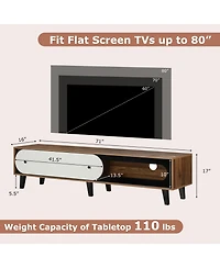 Slickblue Mid-Century Tv Stand for 80" TVs with Sliding Door Cabinet