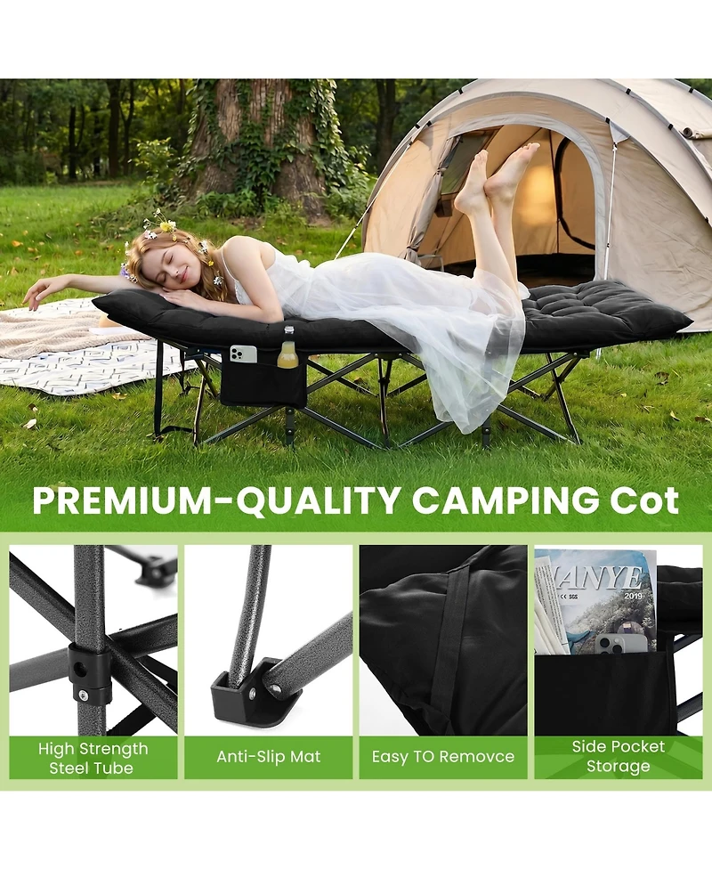 Aofar Folding Camping Cot Portable Bed with Mattress
