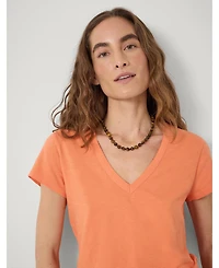 Hush Women's Slim Fit Slub Cotton V-Neck T-Shirt