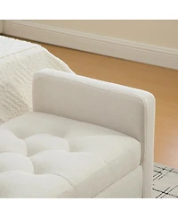 Streamdale Furniture 58" Modern Upholstered Storage Bench with Rolled Arms, Beige