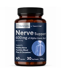 Sunergetic Nerve Support Capsules with Alpha Lipoic Acid, Benfotiamine and B Vitamins, Vegetarian, 60 Count