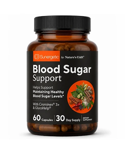 Sunergetic Blood Sugar Support Supplement with Cinnamon, Chromium, Alpha Lipoic Acid and Herbal Blend, 60 Capsules