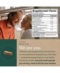 Sunergetic Eye Pressure Support Capsules with FloraGLO Lutein, affronEYE Saffron and Zeaxanthin, 30 Count