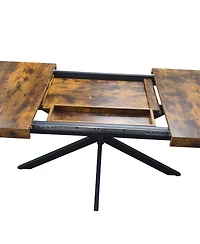 Streamdale Furniture Retro Rectangular Extendable Dining Table with Storage