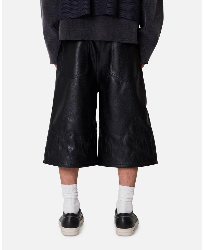 mnml Men's Ultra Baggy Leather Flame Shorts