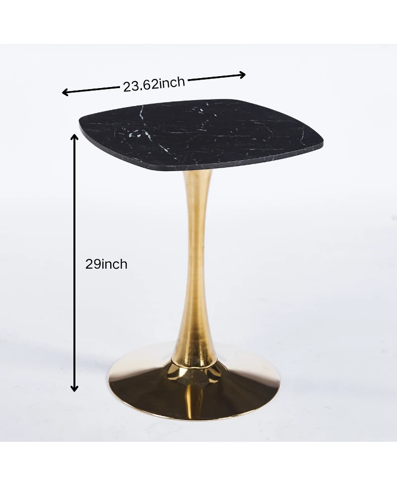Streamdale Furniture 24-Inch Square Tulip Dining Table with Gold Pedestal Base