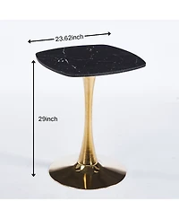 Streamdale Furniture 24-Inch Square Tulip Dining Table with Gold Pedestal Base