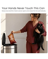 Home Zone Living 16 Gallon Motion Sensor Automatic Kitchen Trash Can with Liner-Free Stainless Steel 60 Liter Capacity