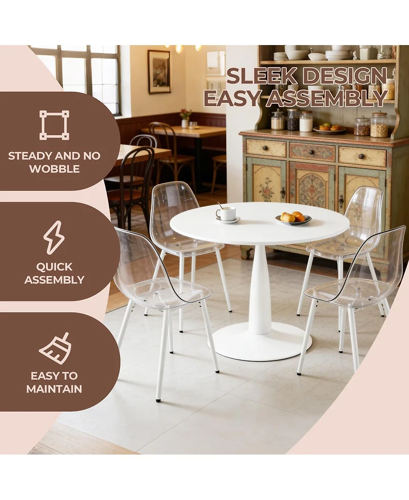 Streamdale Furniture 42" Round Tulip Dining Table with Golden Pedestal Base