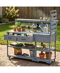 Streamdale Furniture 62.3'' Solid Wood Patio Kitchen Island And Grill Prep Table