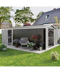 Streamdale Furniture 10x14 Feet Metal Outdoor Storage Shed With 3 Lockable Doors