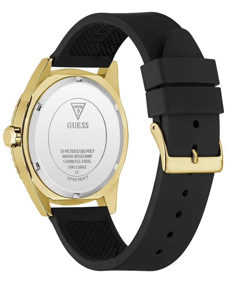 Guess Men's Quartz Black Silicone Strap Watch 44mm