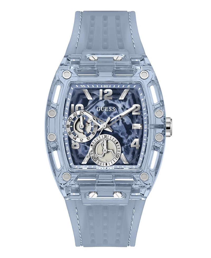 Guess Men's Quartz Blue Silicone Strap Watch 42 mm
