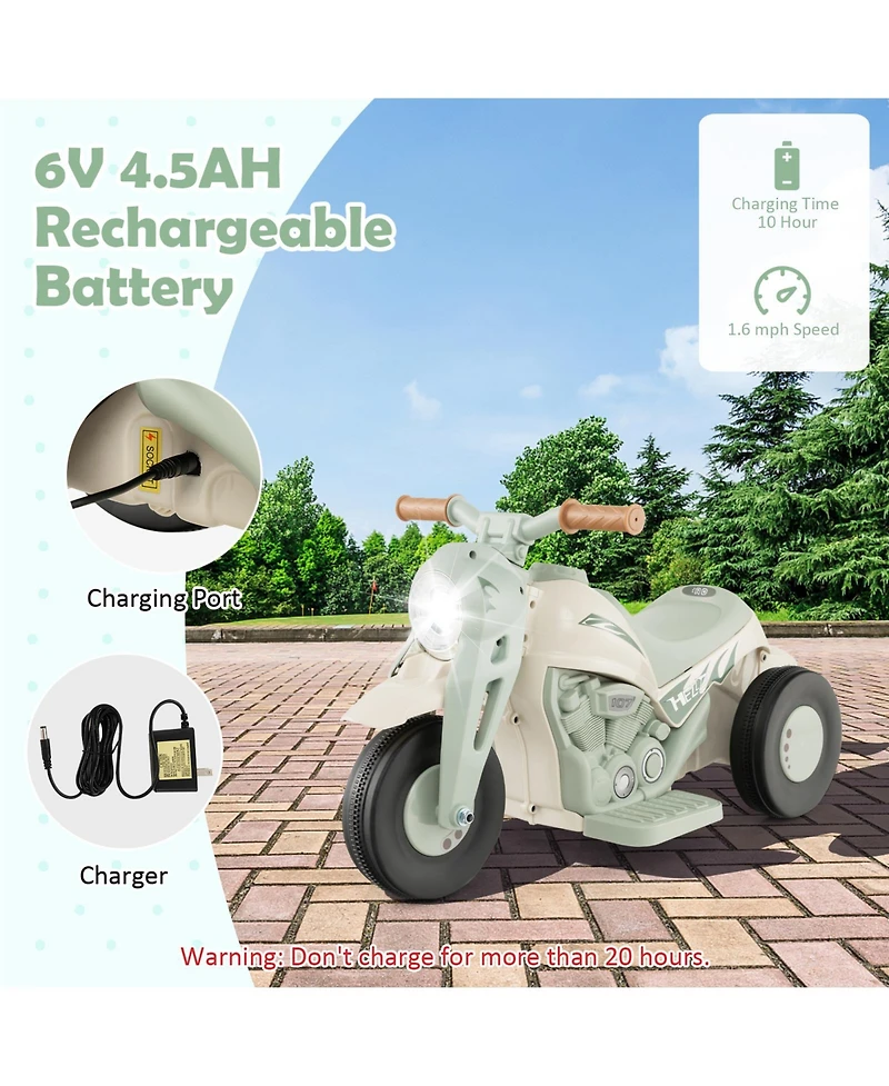 Costway 6V Kids Bubble Car Electric Ride on Motorcycle with Music Button and Led Headlight