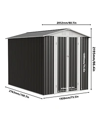 Streamdale Furniture 6x9 Feet Metal Garden Shed With Hinge Door Outdoor Tool House Apex Roof