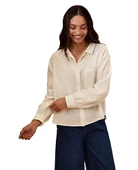 Celtic & Co. Women's Draped Boxy Collared Shirt