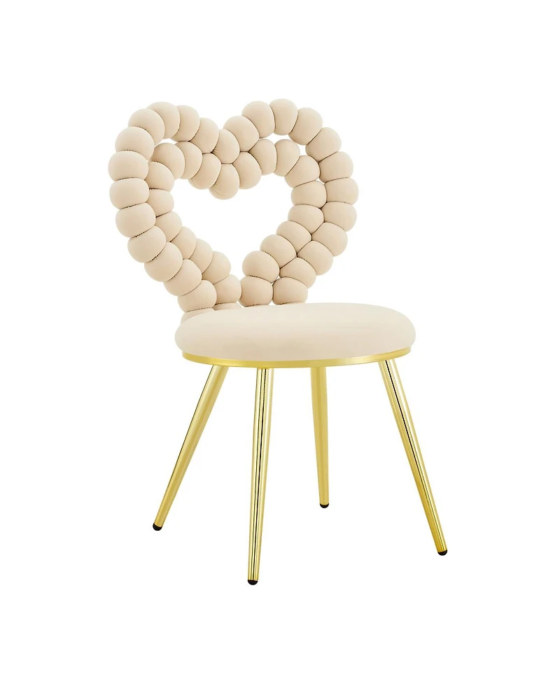 Streamdale Furniture Heart Bubble Tufted Velvet Accent Chair with Metal Frame