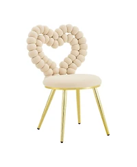 Streamdale Furniture Heart Bubble Tufted Velvet Accent Chair with Metal Frame