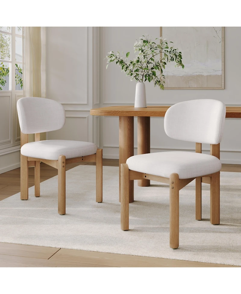 Boyel Living 2-Piece Dining Chairs, Fabric and Solid Wood Frame, Ergonomic Upholstered Kitchen Chairs