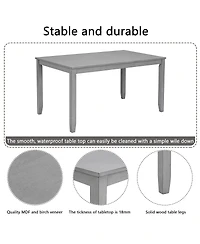 Streamdale Furniture 7-Piece Solid Wood Dining Set, 58.5 inch Table, 6 Padded Chairs