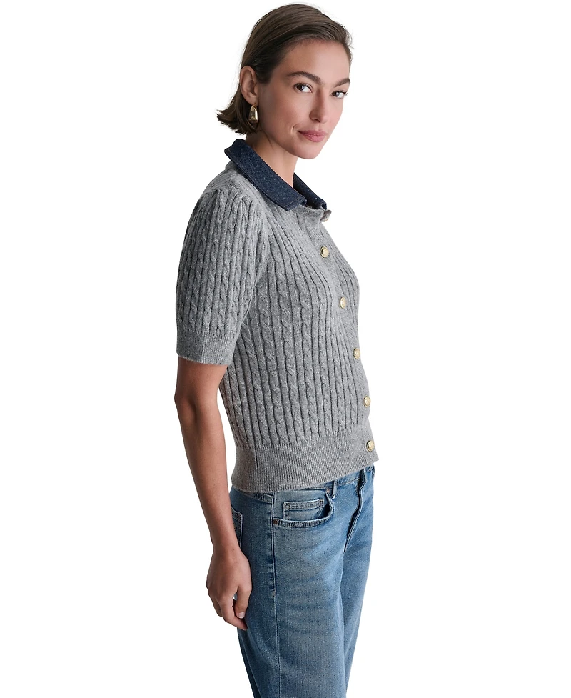 Bcbg Women's Short-Sleeve Cable-Knit Cardigan