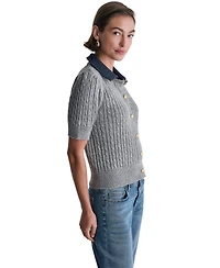 Bcbg Women's Short-Sleeve Cable-Knit Cardigan