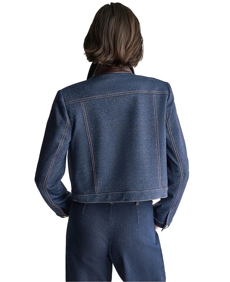 Bcbg Women's Denim Trucket Cropped Jacket