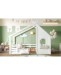 Streamdale Furniture House Floor Bed with Shelf and Window